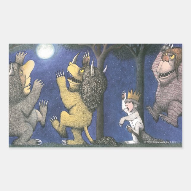 Wild Things and Max Dancing in Moonlight Rectangular Sticker (Front)