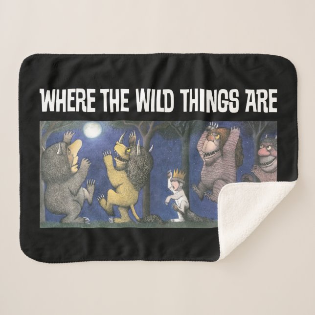 Wild Things and Max Dancing in Moonlight Sherpa Blanket (Front (Horizontal))