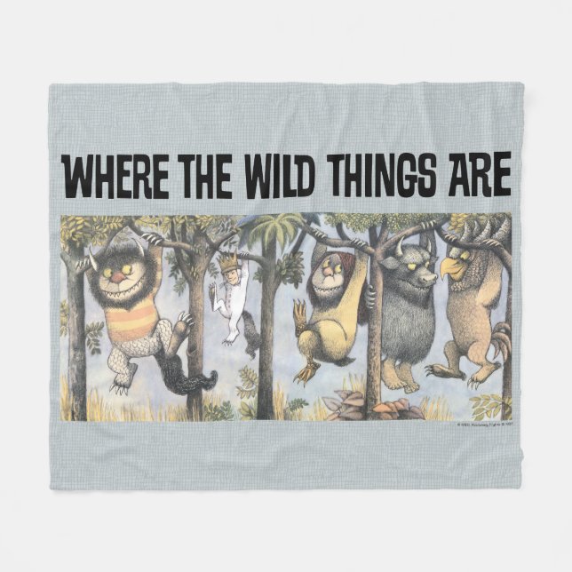 Wild Things and Max Swinging From Trees Fleece Blanket (Front (Horizontal))