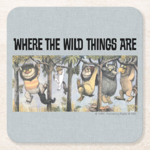 Wild Things and Max Swinging From Trees Square Paper Coaster