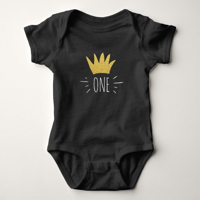 Wild Things Gold Crown Birthday Infant Creeper (Front)