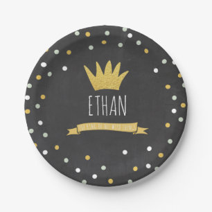 Wild Things Gold crown First birthday Paper Plates