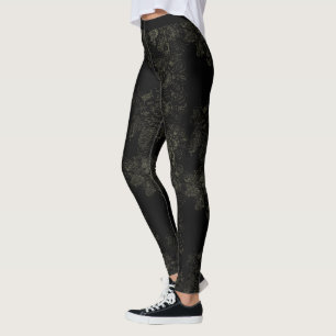 Wild Things Re-make Black on Black Floral Leggings