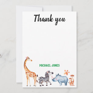 Wild Things Safarai Animal Birthday Thank You Card