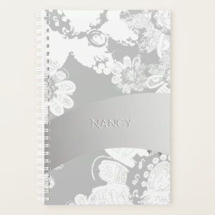 Wild Things White/Grey Monogram Name Planner