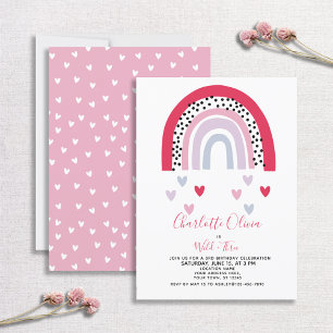 Wild & Three Pink Rainbow Girl's Birthday Party Invitation