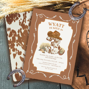 Wild & Three Western Cowboy Birthday Party Invitation