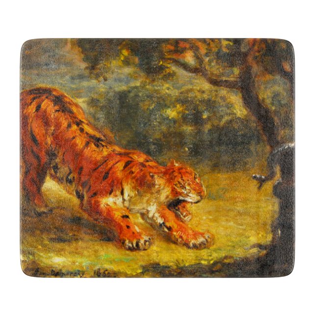 Wild Tiger and a Snake (Animal Art) Cutting Board (Front)