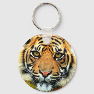 Wild tiger animal face key ring