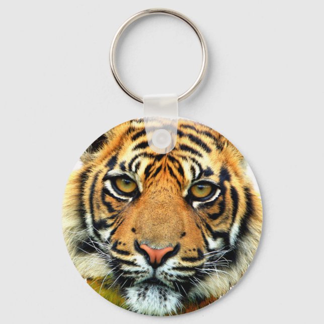 Wild tiger animal face key ring (Front)