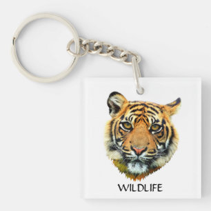 Wild Tiger Animal Face Key Ring