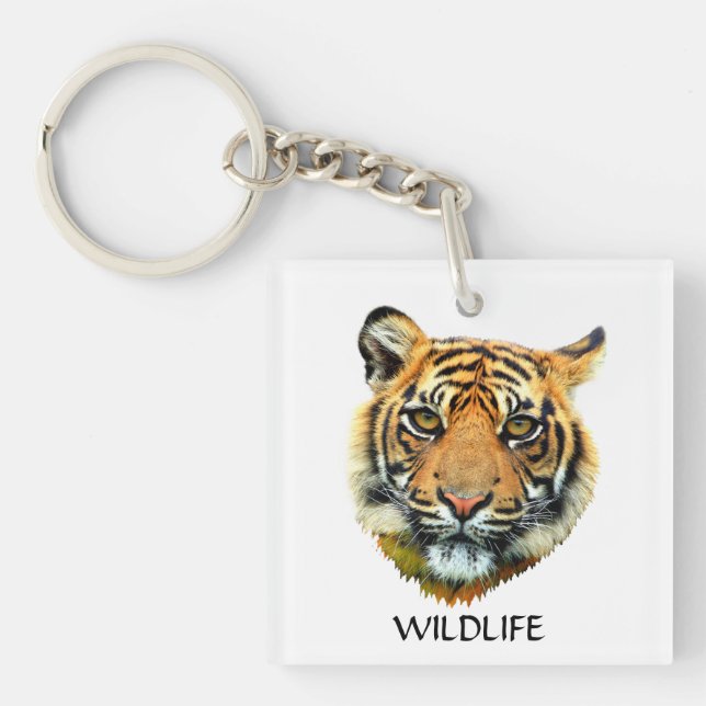 Wild Tiger Animal Face Key Ring (Front)
