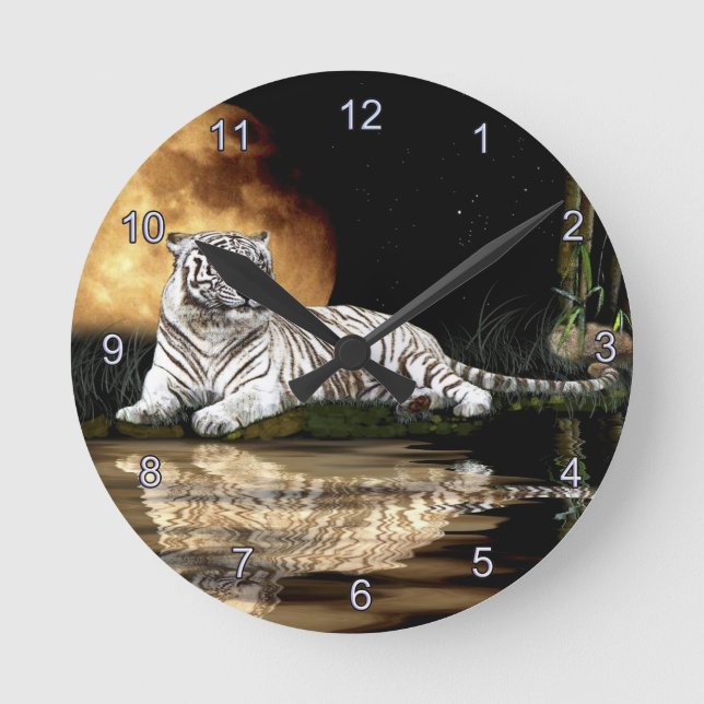 Wild Tiger Big Cat Art Animal-lover Wall Clock (Front)