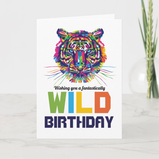 Wild Tiger, Birthday Greeting Card (Front)