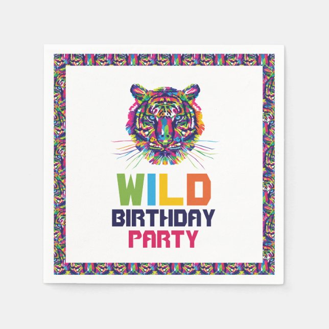 Wild Tiger, Birthday Party Napkin (Front)
