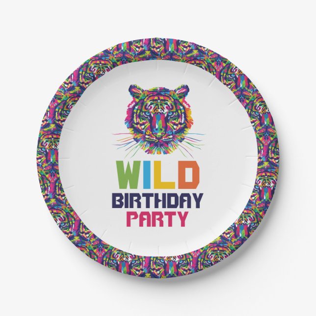 Wild Tiger, Birthday Party Paper Plate (Front)