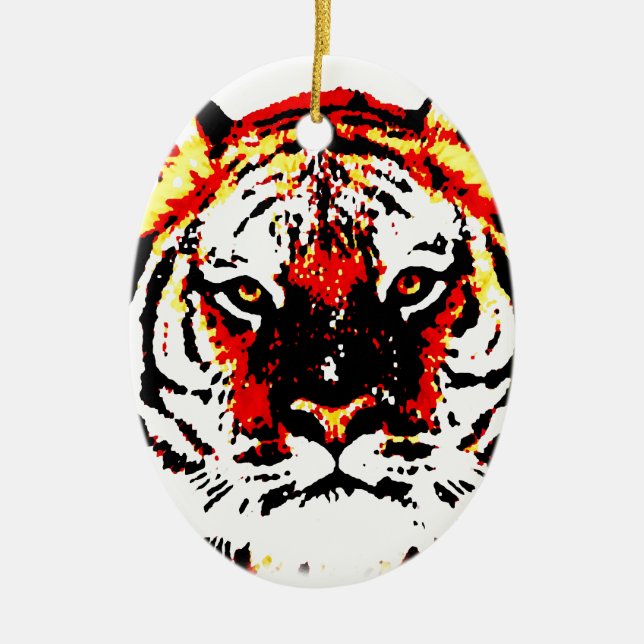 Wild Tiger Ceramic Tree Decoration (Front)