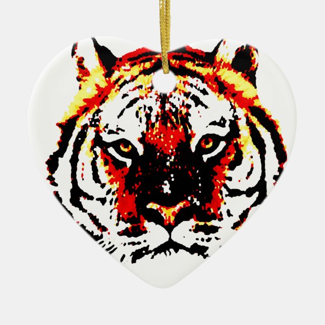 Wild Tiger Eyes Ceramic Tree Decoration (Front)