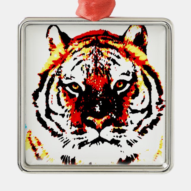 Wild Tiger Eyes Metal Tree Decoration (Front)