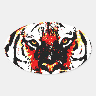Wild Tiger Eyes Oval Sticker