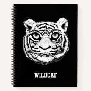 Wild Tiger Face on Black Notebook