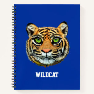 Wild Tiger Face on Blue Notebook