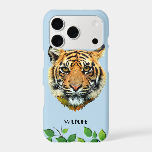 Wild Tiger Face on Light Blue