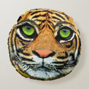 Wild Tiger Face Round Pillow