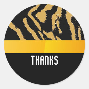 Wild Tiger Fur Pattern Thank You Classic Round Sticker