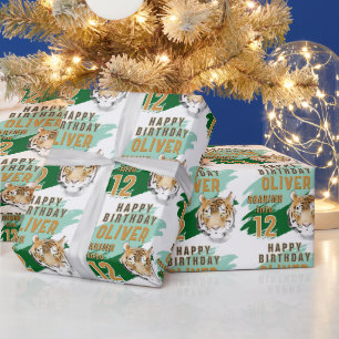 Wild Tiger Head Watercolor Birthday  Wrapping Paper