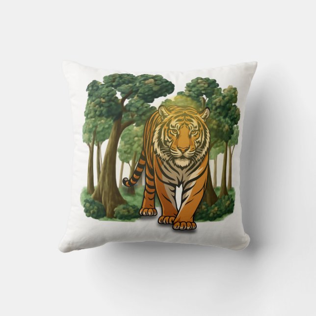 “Wild Tiger in the Forest – Natural Light Jungle D Cushion (Back)