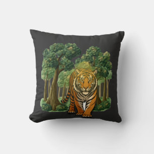 “Wild Tiger in the Forest – Natural Light Jungle D Cushion