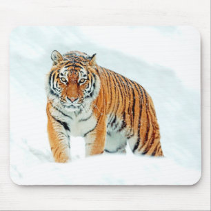 Wild Tiger in the Snow Mouse Mat