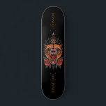 Wild Tiger Japanese Rose Illustration Last Name Skateboard<br><div class="desc">This cool skateboard featuring a wild tiger Japanese illustration would make a wonderful gift for someone,  who loves skateboarding! Easily add the desired name & last name by clicking on the "personalise this template" option.</div>