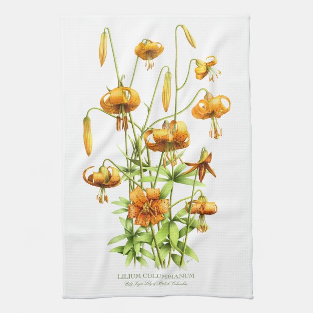 Wild Tiger Lilies Tea Towel (Vertical)