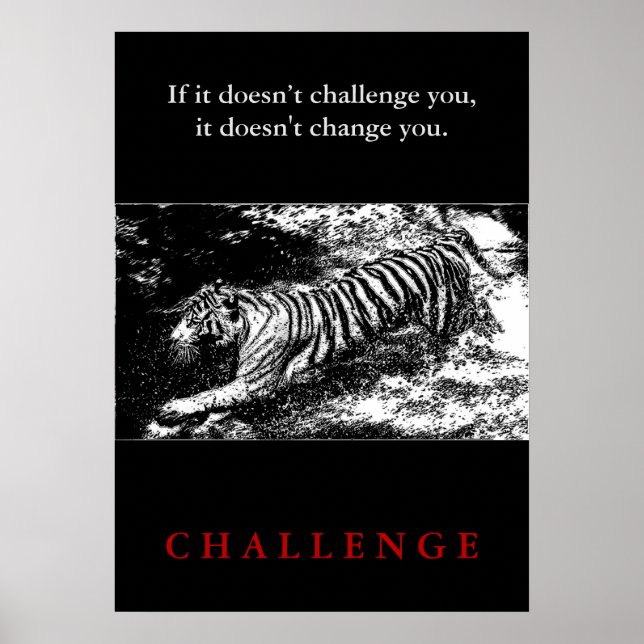 Wild Tiger Motivational Challenge Quote Poster (Front)