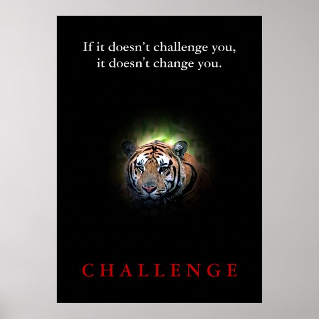 Wild Tiger Motivational Challenge Quote Poster (Front)