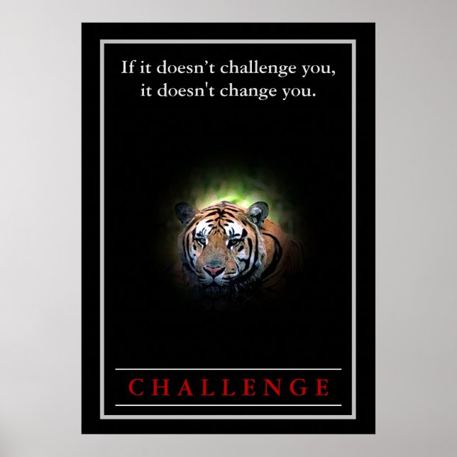 Wild Tiger Motivational Challenge Quote Poster (Front)