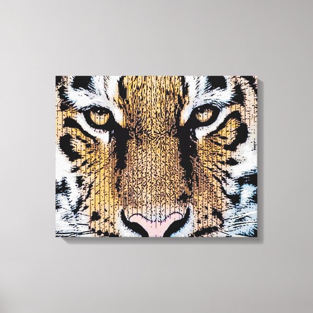 Wild Tiger Portrait Graphic Press Style Canvas Print (Front)