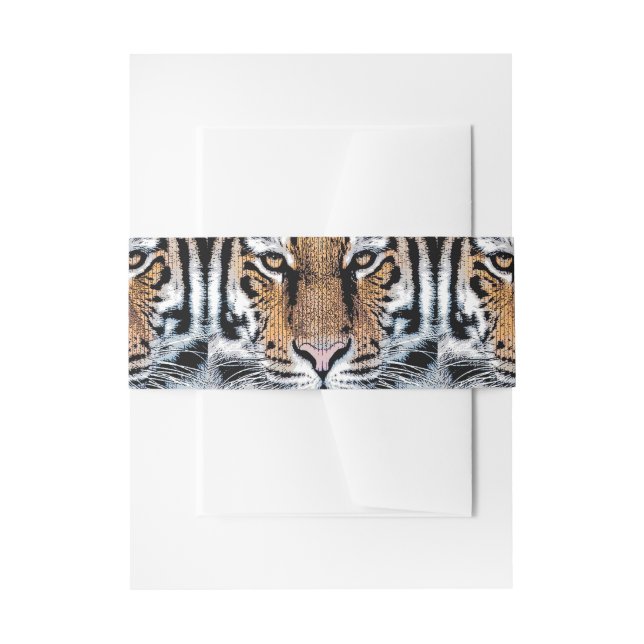 Wild Tiger Portrait Graphic Press Style Invitation Belly Band (Front Example)