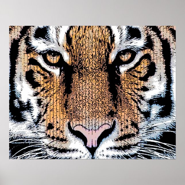 Wild Tiger Portrait Graphic Press Style Poster (Front)