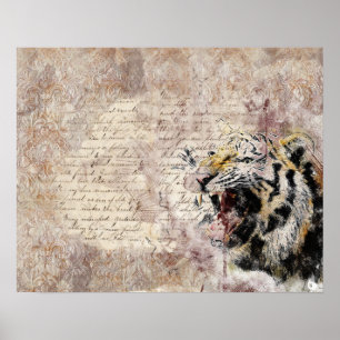 Wild Tiger Safari Jungle Artwork Photo Poster