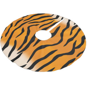 Wild Tiger Stripes Pattern Brushed Polyester Tree Skirt
