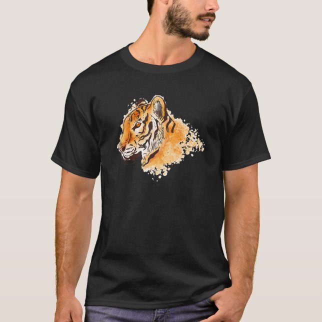 Wild Tiger Tiger Head Cat  Tiger Art Tiger T-Shirt (Front)