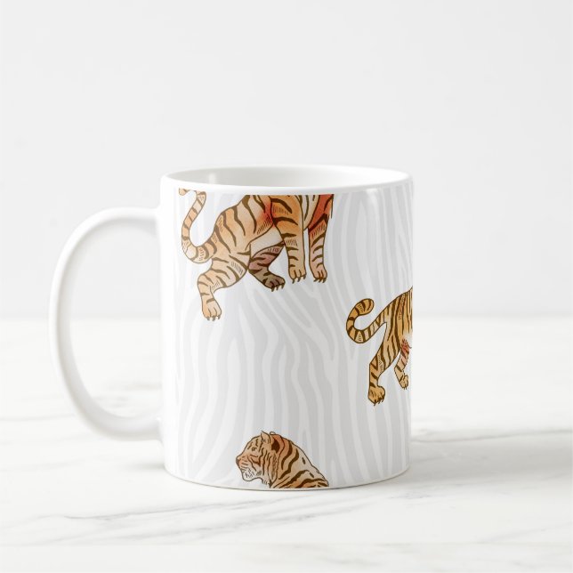 Wild Tigers: Watercolor Animal Pattern. Coffee Mug (Left)
