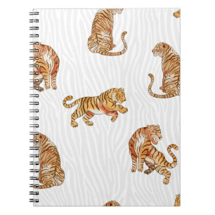 Wild Tigers: Watercolor Animal Pattern. Notebook