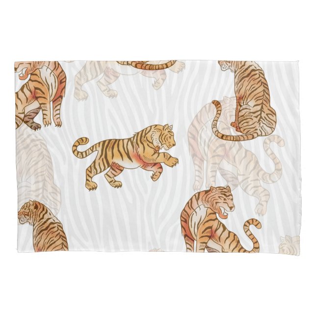 Wild Tigers: Watercolor Animal Pattern. Pillowcase (Front)