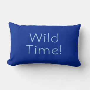 "Wild Time!" Cobalt & Blue Funny Fun Lumbar Cushion
