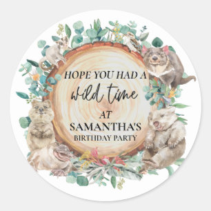 Wild Time Cute Australian Animals Birthday  Classic Round Sticker