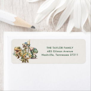 Wild Time Cute Dinosaur Kids Birthday Address